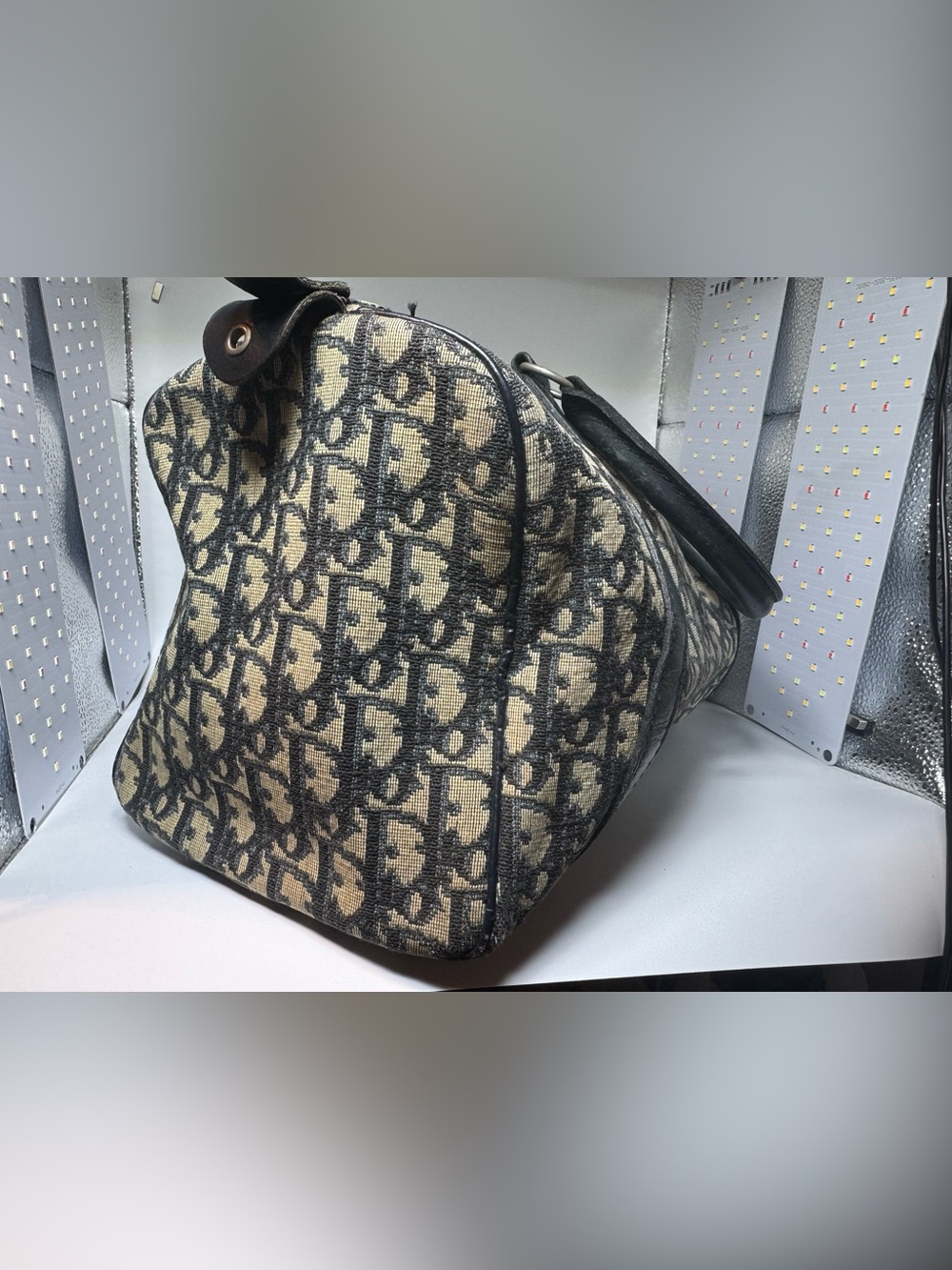 Christian Dior Oblique Boston Bag Blue Trotter Monogram Authentic Vintage Dior - Picture 6 of 16